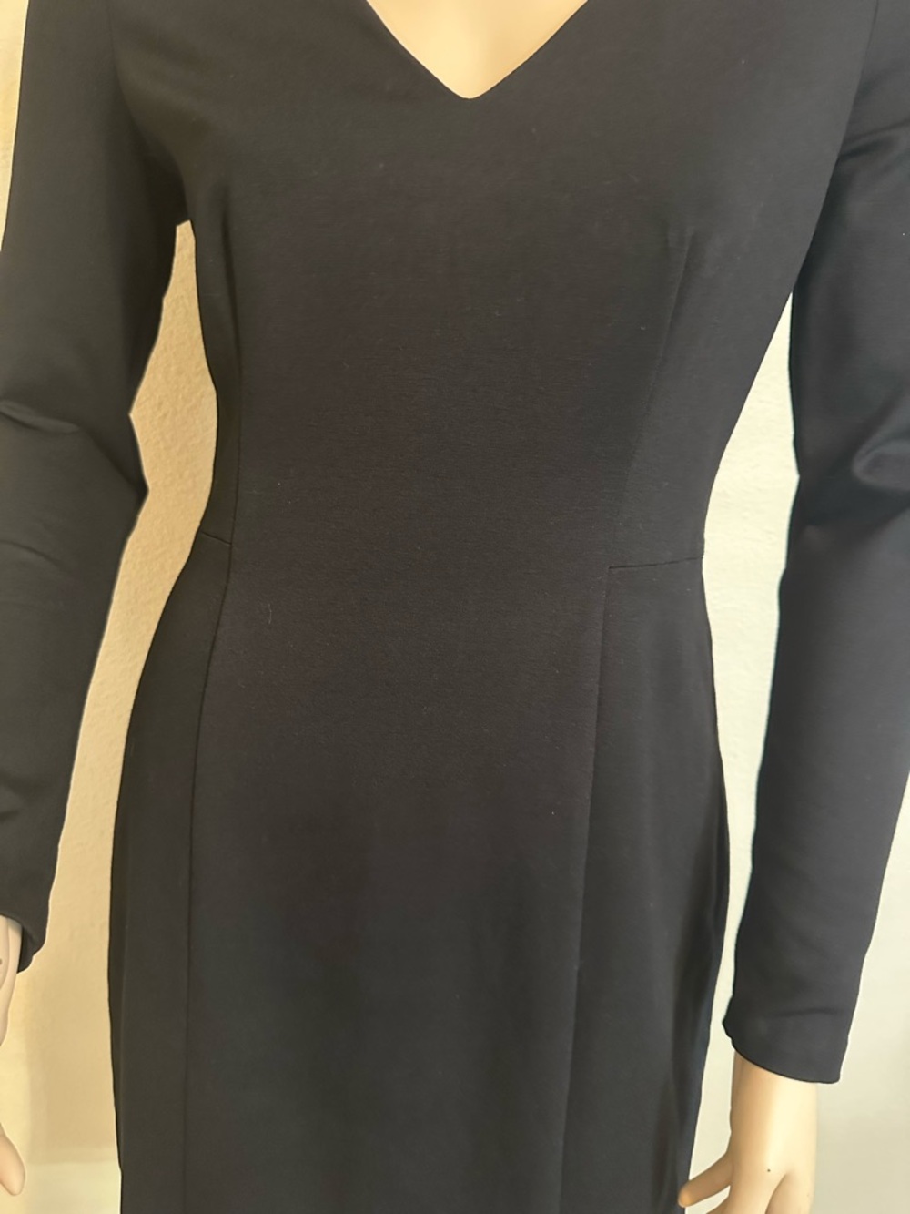Banana Republic Black Long-Sleeve V-Neck Dress - Picture 3 of 6